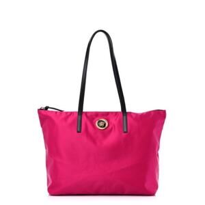VERSACE Nylon Medusa Leather Straps Pink Dahlia Tote Shoulder Bag NWT $1,290